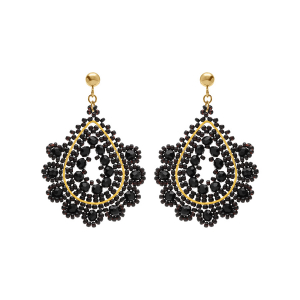 BOUCLES D'OREILLES TIGE ACIER DORÉ PERLES DE SOLEIL GOUTTE