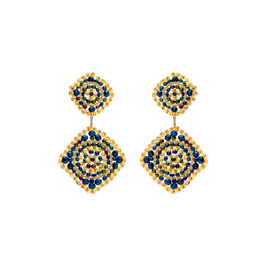 BOUCLES D'OREILLES TIGE ACIER DORÉ PERLES DE SOLEIL  FORME MARINE