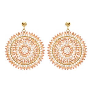BOUCLES D'OREILLES TIGE ACIER DORÉ PERLES DE SOLEIL ROND 45MM
