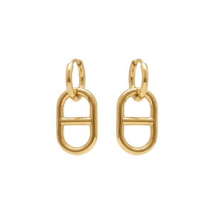 BOUCLES D'OREILLES ACIER DORÉ CREOLE 10MM AVEC MAILLE MARINE 20MM