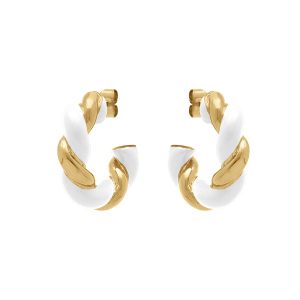 CRÉOLES ACIER DORE TORSADÉE RÉSINE BLANCHE