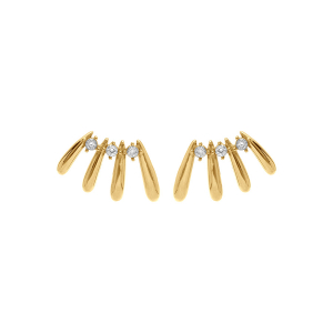 BOUCLES D'OREILLES TIGE ACIER DORÉ 4 GOUTTES ET OXYDES BLANCS