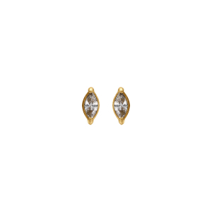 BOUCLES D'OREILLES TIGE ACIER DORÉ NAVETTE OXYDE BLANC 4MM SERTI