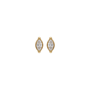 BOUCLES D'OREILLES TIGE ACIER DORÉ NAVETTE OXYDE BLANC 4MM SERTI  FERMOIR VISSÉ FORME COEUR