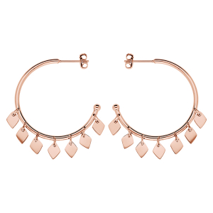 BOUCLES D'OREILLES ACIER ET PVD DORÉ CRÉOLES 30MM PAMPILLES LOSANGES