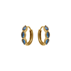 CRÉOLES ACIER DORÉ ARTICULÉES 3 OXYDES BLEU