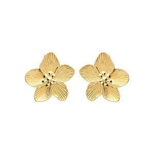 BOUCLES D'OREILLES TIGE ACIER DORÉ FLEUR 30MM