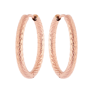 CREOLES ACIER ARTICULEES ET PVD ROSE 25MM MOTIF EPIS
