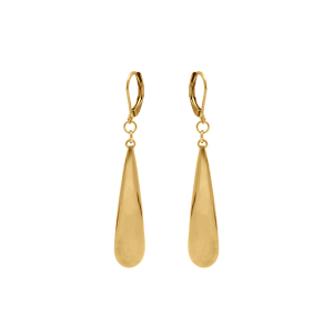 BOUCLES D'OREILLES DORMEUSE ACIER DORÉ PENDANTE GOUTTE ALONGÉE 35MM
