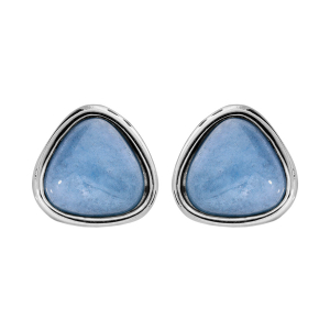 BOUCLES D'OREILLES TIGE ACIER PIERRE NATURELLE JADE BLEUE