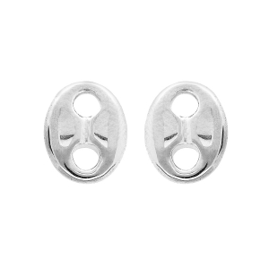 BOUCLES D'OREILLES TIGE ACIER MAILLE GRAIN DE CAFE MASSIVE 10*8MM