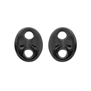 BOUCLES D'OREILLES TIGE ACIER ET PVD NOIR MAILLE GRAIN DE CAFE MASSIVE 10*8MM