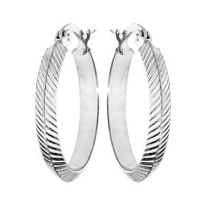 CRÉOLES ACIER DIAMANTÉE STRIÉE DIAM 21MM