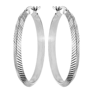 CRÉOLES ACIER DIAMANTÉE STRIÉE DIAM 30MM