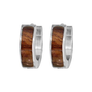 BOUCLES D'OREILLES ARTICULEE ACIER ET ASPECT BOIS