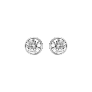 BOUCLES D'OREILLES TIGE ACIER RONDE PIERRE BLANCHE SYNTH