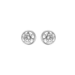 BOUCLES D'OREILLES TIGE ACIER RONDE PIERRE BLANCHE SYNTH
