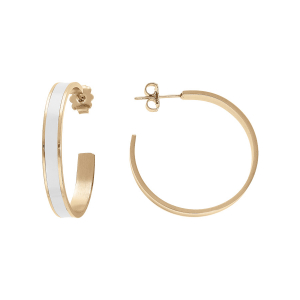 CRÉOLES ACIER ET PVD DORÉ 30MM RÉSINE BLANCHE