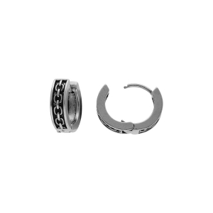 CREOLE ACIER PATINÉ ARTICULÉE 13MM MOTIF MAILLONS