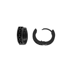 CREOLE ACIER ET PVD NOIR ARTICULÉE 13MM MOTIF MAILLONS
