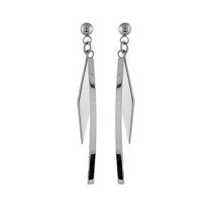BOUCLES D'OREILLES TIGE ACIER BAGUETTE EN ARC AVEC PLAQUETTE LOSANGE