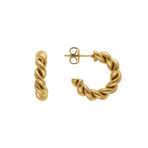 CRÉOLES ACIER DORÉ TORSADE 4.7X20.5MM