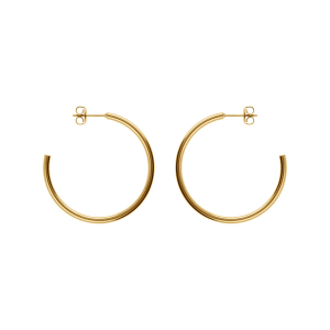 CRÉOLES ACIER DORÉ MASSIF FIL 2.5MM  DIAM 40MM