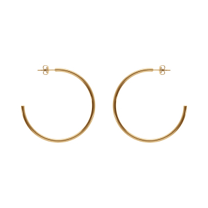 CRÉOLES ACIER DORÉ MASSIF FIL 2.5MM  DIAM 50MM