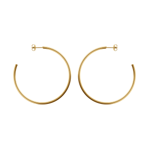 CRÉOLES ACIER DORÉ MASSIF FIL 2.5MM  DIAM 60MM