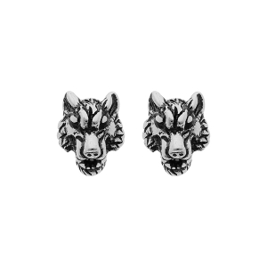 BOUCLES D'OREILLES TIGE ACIER TETE DE LOUP