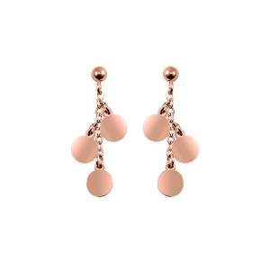 BOUCLES D'OREILLES ACIER ET PVD ROSE PAMPILLES 42+5CM