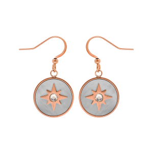 BOUCLES D'OREILLES CROCHET ACIER ET PVD ROSE SOLEIL