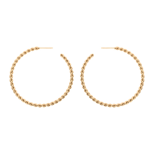 CRÉOLES TIGE ACIER ET PVD DORÉ TORSADES DIAM 50MM