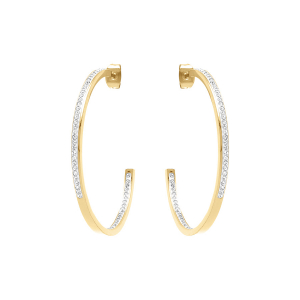 CRÉOLES TIGE ACIER ET PVD DORÉ AVEC CRISTAUX