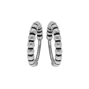 CRÉOLES ACIER PATINÉ BOULES DIAM 10MM