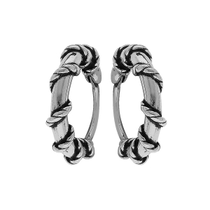 CRÉOLES ACIER PATINÉ AVEC FIL TORSADE DIAM 10MM