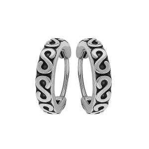 CRÉOLES ACIER PATINÉE MOTIF INFINI DIAM 10MM