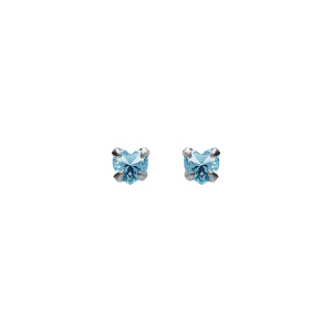 BOUCLES D'OREILLES TIGE ACIER CHIRURGICAL PIERRE BLEU CIEL SYNTHETIQUE FORME COEUR 3MM