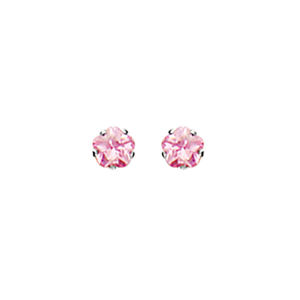 BOUCLES D'OREILLES TIGE ACIER CHIRURGICAL PIERRE ROSE SYNTHETIQUE FORME FLEUR 3MM