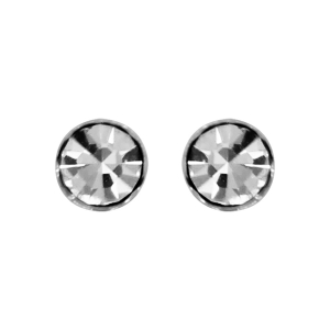 BOUCLES D'OREILLES TIGE ACIER CHIRURGICAL PIERRE BLANCHE SYNTHETIQUE SERTI CLOS 4MM