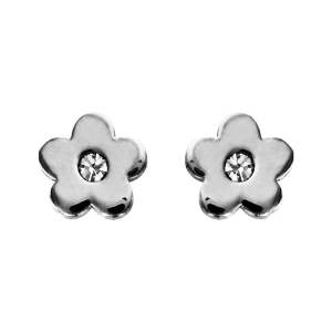 BOUCLES D'OREILLES TIGE ACIER CHIRURGICAL FLEUR OXYDE BLANC