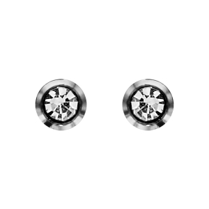 BOUCLES D'OREILLES TIGE ACIER CHIRURGICAL CLOU 3MM OXYDE BLANC SERTI CLOS