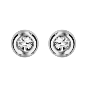 BOUCLES D'OREILLES TIGE ACIER CHIRURGICAL CLOU OXYDE BLANC SERTI CLOS 3MM