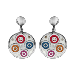 BOUCLES D'OREILLES TIGE ACIER STELLA MIA RONDE PENDANTE MOTIF ROND AVEC NACRE