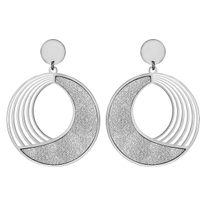 BOUCLES D'OREILLES TIGE ACIER RONDE EVIDEE AVEC GLITTER