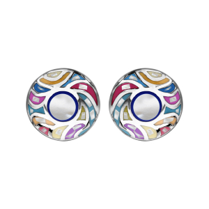 BOUCLES D'OREILLES TIGE ACIER CLOU STELLA MIA COULEUR PASTEL ET PASTILLE NACRE BLANCHE