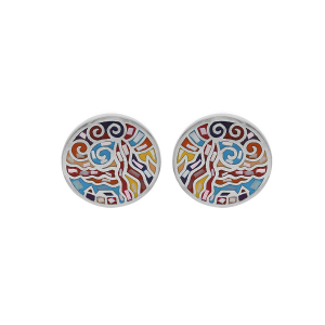 BOUCLES D'OREILLES TIGE ACIER STELLA MIA RONDE MULTICOULEUR AVEC NACRE
