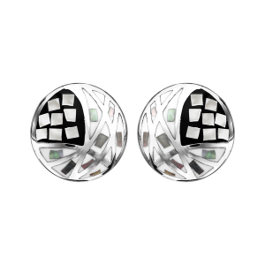 BOUCLES D'OREILLES TIGE ACIER RONDE STELLA MIA DEGRADE COULEUR ET NACRE BLANCHE