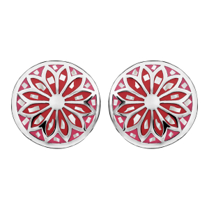 BOUCLES D'OREILLES TIGE ACIER RONDE STELLA MIA DEGRADE ROSE ET NACRE BLANCHE