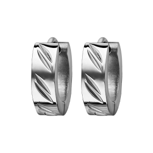 CREOLE ACIER 5MM ARTICULEE DIAMANTE EN BIAIS DIAM EXT 15MM